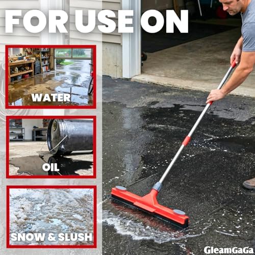 Floor Squeegee with 2 Replaceable Heads and Extendable 62" Long Handle - Image 3