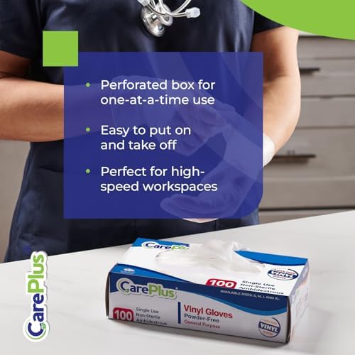 CARE PLUS Vinyl Gloves Clear Large, Disposable Latex Free - Image 6