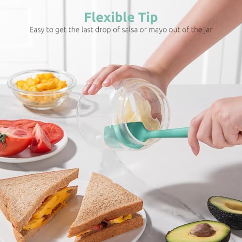 U-Taste Small Mini Silicone Spatula, 9in Rubber Jar Bowl Scraper, Aqua Sky - Image 5