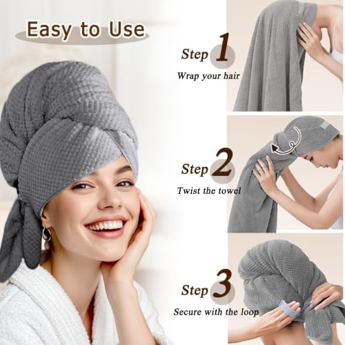 Large Microfiber Hair Wrap Towel - Image 5