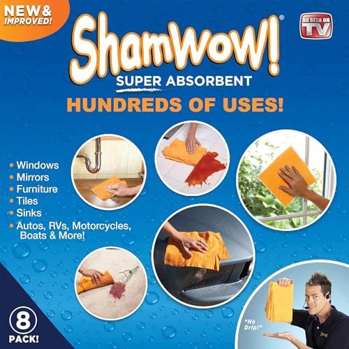 ShamWow Shammy Cloth 8-Pack, Super Absorbent Chamois Towel - Image 4
