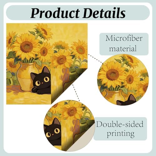 CREATCABIN 6Pcs Black Cat Glasses Cleaning Cloth Microfiber Cleaning Cloths - Image 3