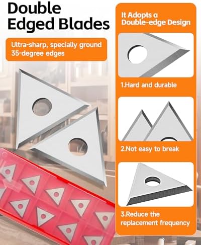 Paint Scraper Blade 1" Triple-Edge Triangle Carbide - Image 6