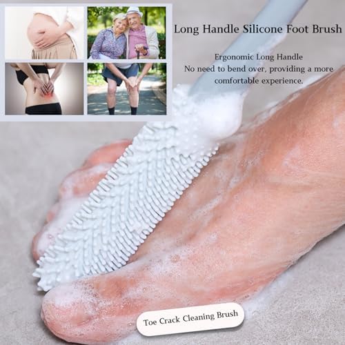 Toe Cleaning Brush with 15.7" Long Handle, Foot Scrubber in Shower - Image 2