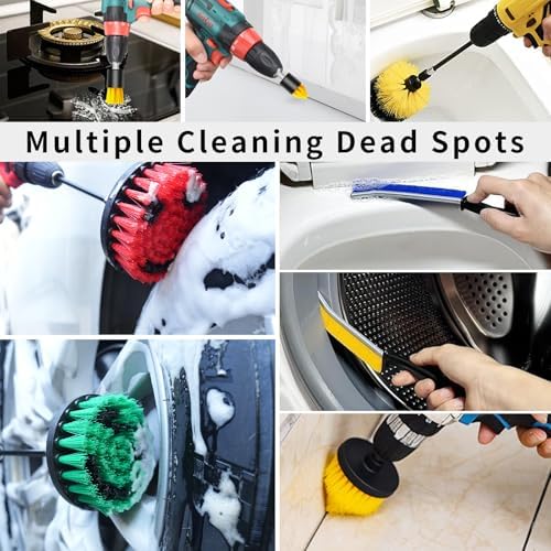 32 Pack Drill Brush Attachments Set Scrub Pads Sponge Buffing Pads Crevice - Image 6