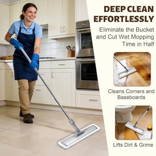 Microfiber Mop, 360° Rotating Flat Floor Cleaner 4 Pads - Image 5