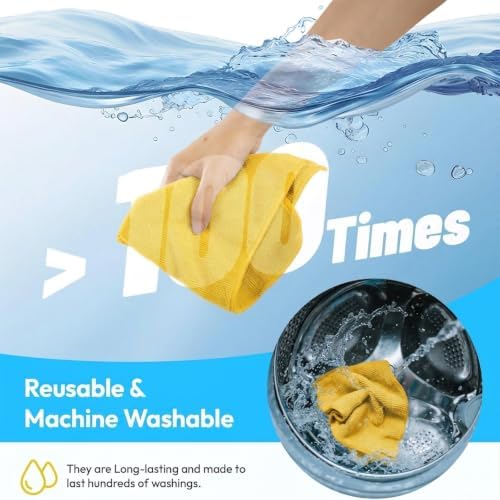 Microfiber Cleaning Cloth 12 Pack, 12 x 12 Inch Yellow - Image 5