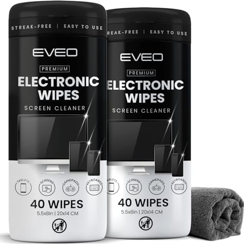 Electronic Wipes Screen Cleaner Streak-Free Computer Screen Wipes, TV Screen by EVEO