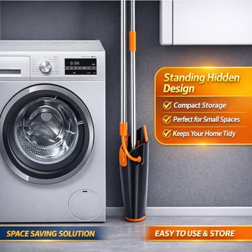 Broom and Dustpan Set with Long Handle, Upright Standing Self-Cleaning Combo - Image 6