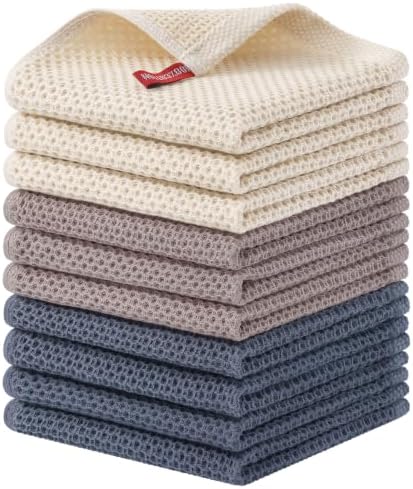 Homaxy 100% Cotton Waffle Weave Kitchen Dish Cloths 10-Pack, Mixed Color by Homaxy