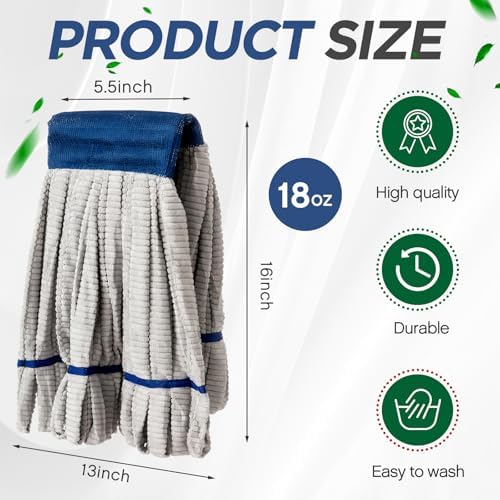 Hushee 6 Pcs Large Microfiber Tube Mop Heads 18 Oz Looped End - Image 2