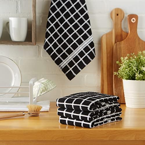 DII Basic Terry Collection Windowpane Dishtowel Set, 4 Piece - Image 3