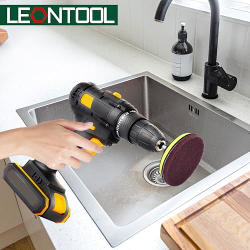 4 Inch Drill Powered Brush Tile Scrubber Scouring Pad Cleaning Kit - Image 2