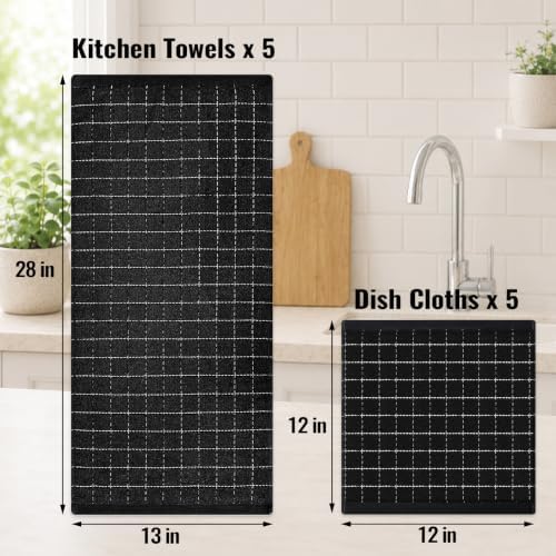 Kitinjoy 100% Cotton Kitchen Towels and Dishcloths Set - Image 4