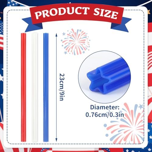 JANYUN 30 Pieces Patriotic Plastic Straws - Image 2