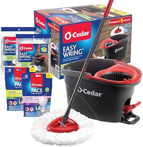O-Cedar EasyWring Microfiber Spin Mop & Bucket Floor Cleaning System + 2 Extra by Unknown