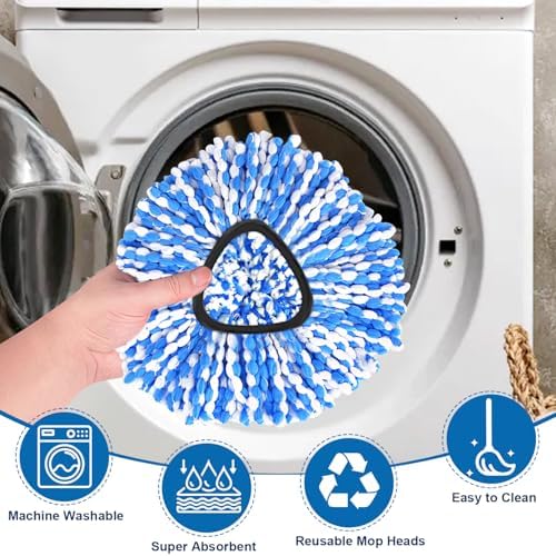 4 Pack Mop Replace Heads for 2 Tank System, Spin Mop Replacement Head, Fluffy - Image 5