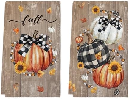 Artoid Mode Wood Bead Pumpkin Fall Kitchen Towels Set of 2 18x26 Inch by ArtoidMode