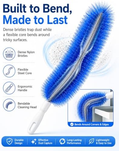 Bendable Microfiber Head Reusable Dust Remover Washable Fan Cleaner Brush Multi - Image 5