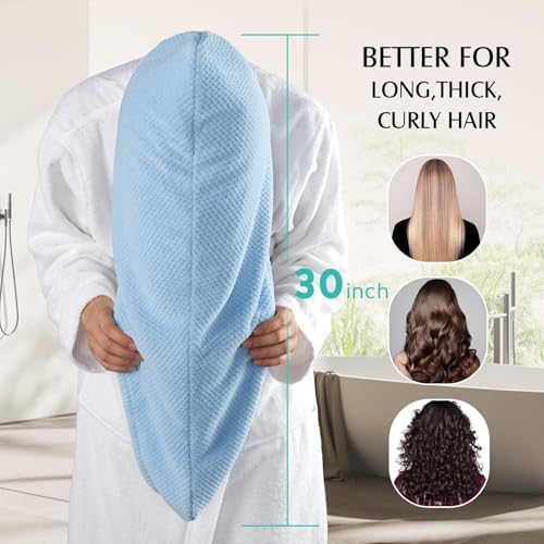 YFONG 3 Pack Large Microfiber Hair Towel Wrap Long Hair, 400 GSM Thicker - Image 4