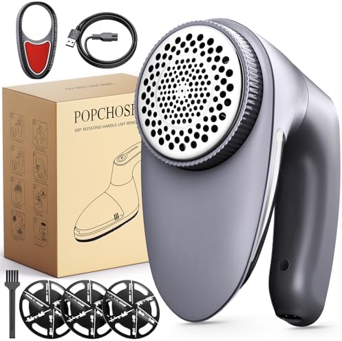POPCHOSE Fabric Shaver, 6-Leaf Blades & Electrostatic Brush, Rechargeable by Popularchoicesfromhere