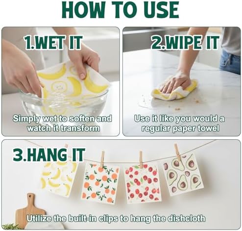 Swedish Dishcloths for Kitchen, 6 Pack Swedish Dish Cloths, Reusable Paper - Image 6