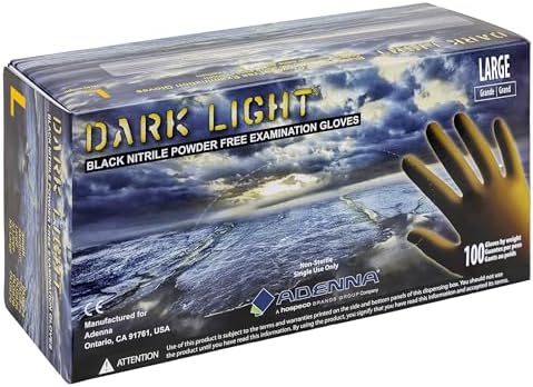 Adenna Dark Light 9 mil Nitrile Powder Free Exam Gloves, Large by AdennaLLC