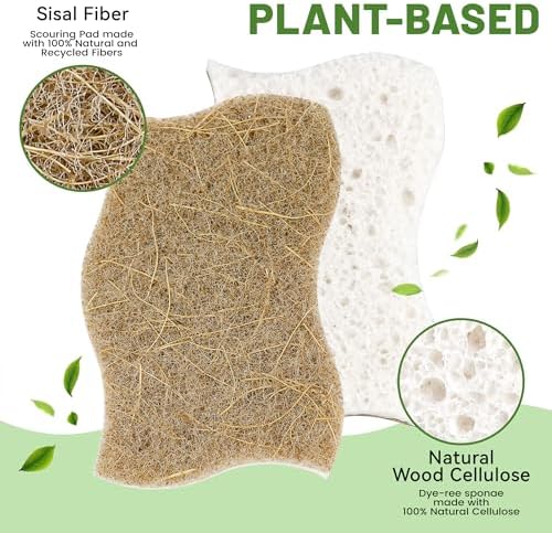 12 Pack Natural Cellulose Non-Scratch Kitchen Scrub Sponges - Image 2
