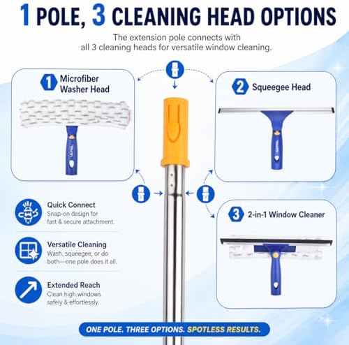52 inch Long Extension Pole, Window Squeegee Poles, Window Cleaner Attachment - Image 3