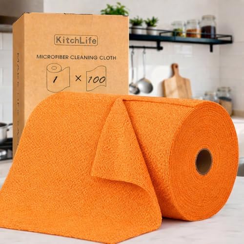 KitchLife Microfiber Cleaning Cloth Roll, 100 Pack by OverDoorHooksKitchenSupplies