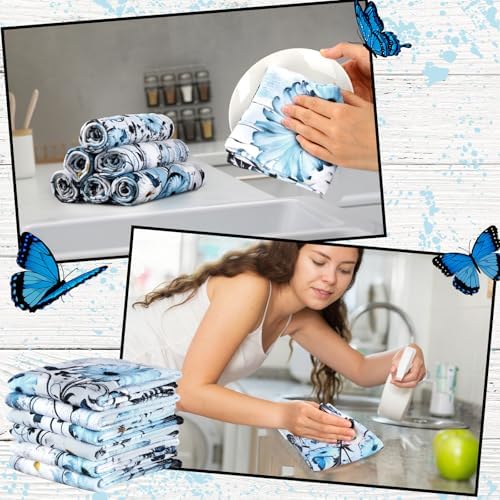 Breling Set of 6 Teal Daisy Kitchen Dish Towels Vintage 14x21 Inch - Image 5
