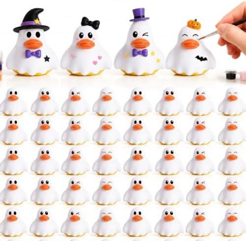 Jerify 24 Pcs Spooky Ghost Rubber Ducks Halloween Bath Toys Fun Cute White by Jerify