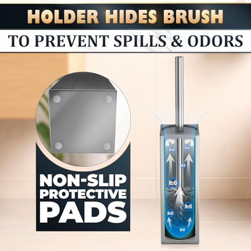 Silver Toilet Brush and Holder Set, Freestanding - Image 5