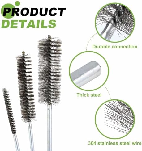 HARFINGTON 4pcs Wire Bore Brush 8 x 1-1/4" 5/16 Inch Shank Stainless Steel - Image 4