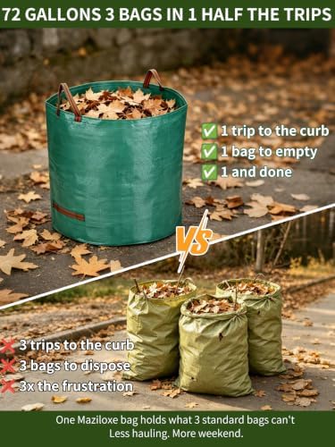 3 Pack 80Gal Tear-Resistant Reusable Yard Waste Bags - Image 5