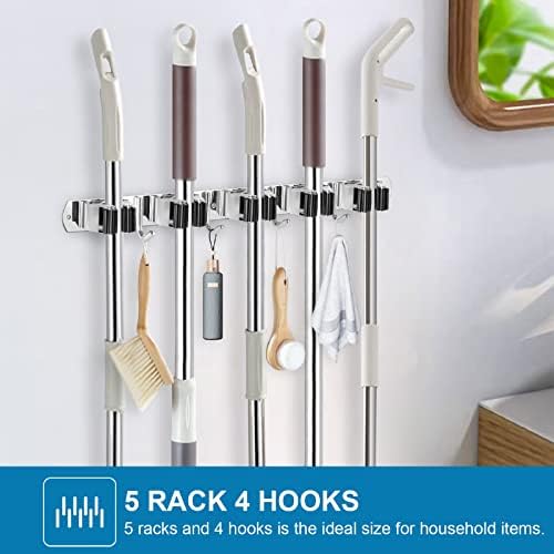 IMILLET Broom Holder Wall Mount Stainless Steel Mop Organizer - Image 6