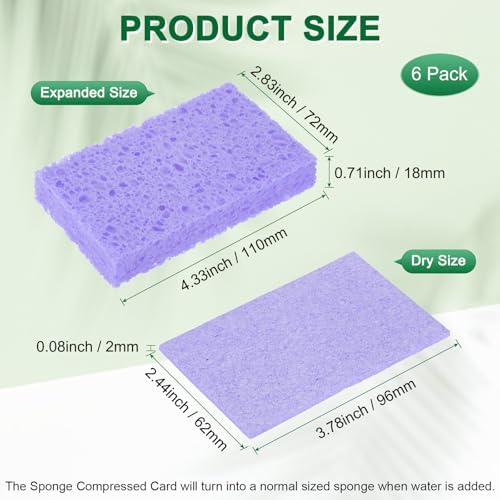 M METERXITY 6-Pack Kitchen Sponges, Condense Eco Cellulose Non-Scratch Scrub - Image 3
