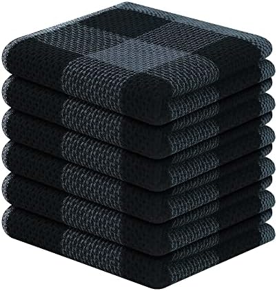 Homaxy 100% Cotton Check 6 Pack Dish Cloths by Homaxy