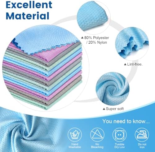 Niveaya 12 Pack Reusable Fish Scale Cloth, Microfiber Glass Cleaning Cloth - Image 5