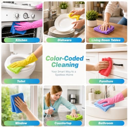 HOMEXCEL Microfiber Cleaning Cloth, 24 Pack Cleaning Rags - Image 4