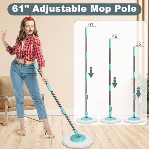 Spin Mop and Bucket Floor Cleaning System, Self-Wringing Mop Set - Image 7