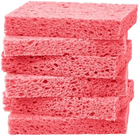 6 Pack Red Cellulose Scrub Sponge Non-Scratch Heavy Duty by ARCLIBER