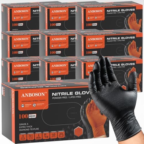 ANBOSON 10 Mil Heavy Duty Mechanic Nitrile Gloves by WELCOMEANBOSON