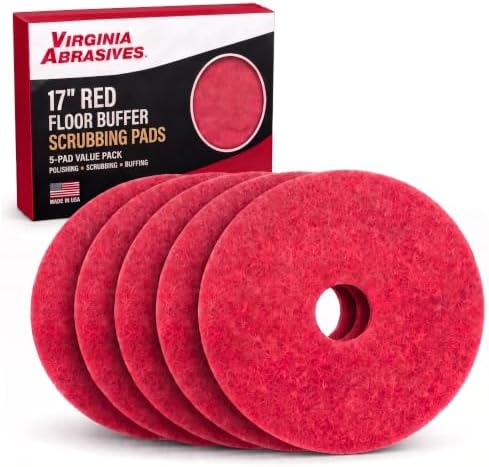 Red Floor Maintenance Pads, Scrubbing & Polishing, 5 Pack by VirginiaAbrasives