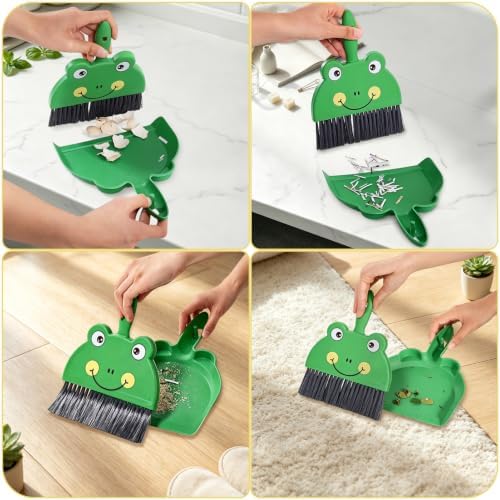 1 Set Small Broom Brush & Dustpan Set Table Cleaning Tools Frog - Image 5