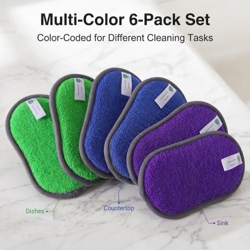Multipurpose Sponges Kitchen, 6 Pack Reusable Non-Scratch Scrub Sponge - Image 4