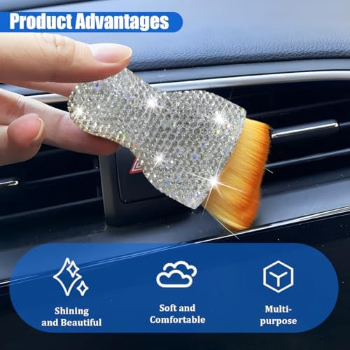Bling Car Detailing Brush, Rhinestones Handle Soft Bristles Vehicle Interior - Image 5