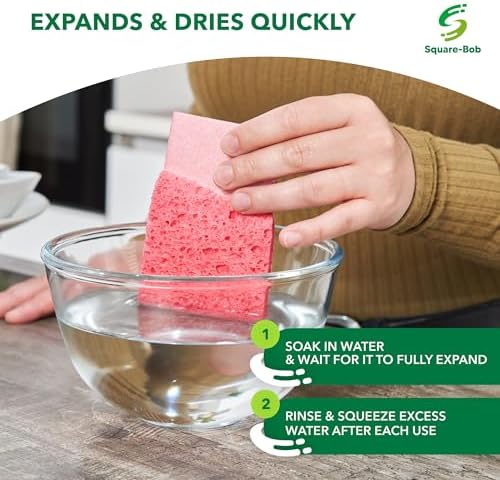 Compressed Non Scratch Kitchen Sponges, Highly Absorbent, 12 Pack - Image 3