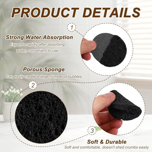 uxcell 10Pcs Cellulose Sponges, Round Kitchen Clean Sponges Non-Scratch - Image 3