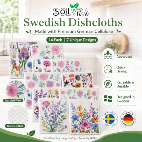 14 Pcs Flower Print Swedish Dishcloths - Image 7
